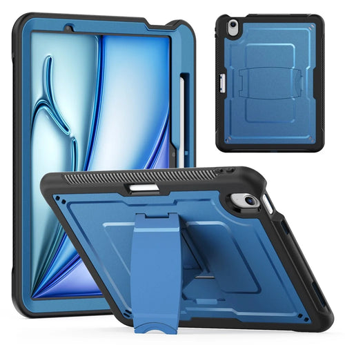 For iPad Air 11 (2026) / (2025) / (2024) Case PC + TPE Tablet Cover with Hidden Zinc Alloy Kickstand - Navy Blue - 1
