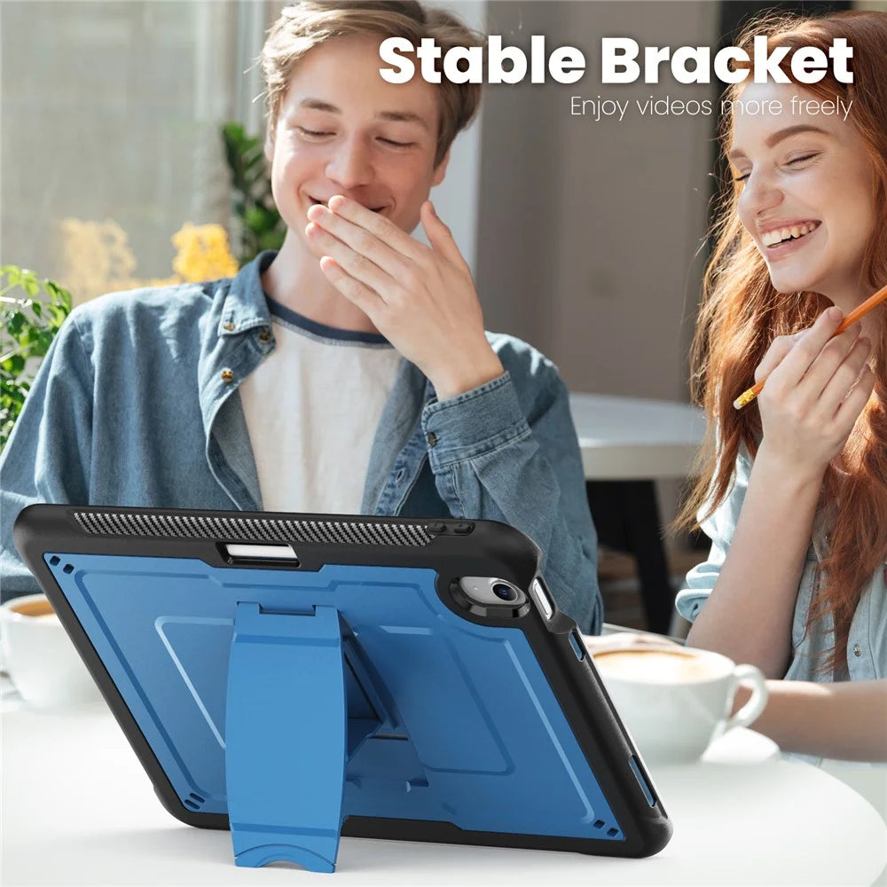 For iPad Air 11 (2026) / (2025) / (2024) Case PC + TPE Tablet Cover with Hidden Zinc Alloy Kickstand - Navy Blue - 4