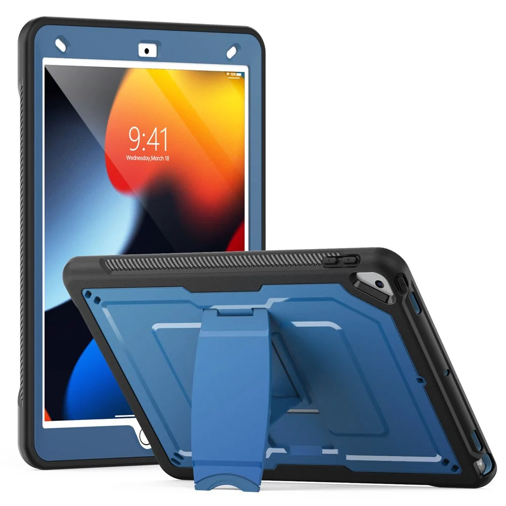 Tablet Case For iPad 10.2 (2021)  /  (2020)  /  (2019)  /  Air 10.5 inch (2019)  /  Pro 10.5-inch (2017) PC + TPE Cover with Zinc Alloy Kickstand - Navy Blue - 1