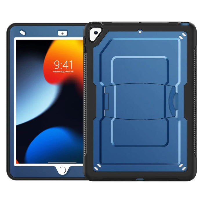 Tablet Case For iPad 10.2 (2021)  /  (2020)  /  (2019)  /  Air 10.5 inch (2019)  /  Pro 10.5-inch (2017) PC + TPE Cover with Zinc Alloy Kickstand - Navy Blue - 2