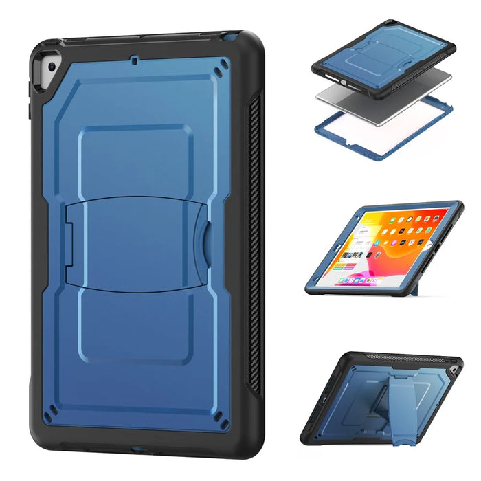Tablet Case For iPad 10.2 (2021)  /  (2020)  /  (2019)  /  Air 10.5 inch (2019)  /  Pro 10.5-inch (2017) PC + TPE Cover with Zinc Alloy Kickstand - Navy Blue - 3