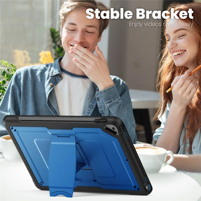 Tablet Case For iPad 10.2 (2021)  /  (2020)  /  (2019)  /  Air 10.5 inch (2019)  /  Pro 10.5-inch (2017) PC + TPE Cover with Zinc Alloy Kickstand - Navy Blue - 4
