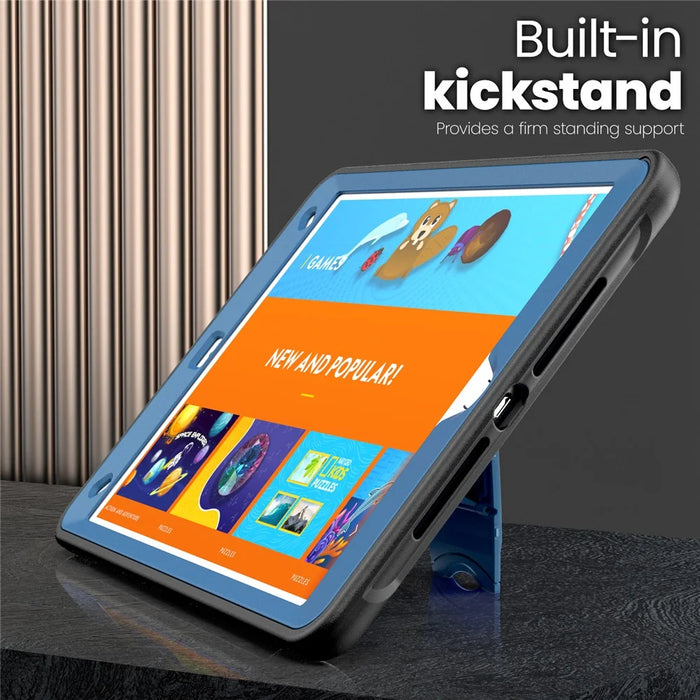 Tablet Case For iPad 10.2 (2021)  /  (2020)  /  (2019)  /  Air 10.5 inch (2019)  /  Pro 10.5-inch (2017) PC + TPE Cover with Zinc Alloy Kickstand - Navy Blue - 5