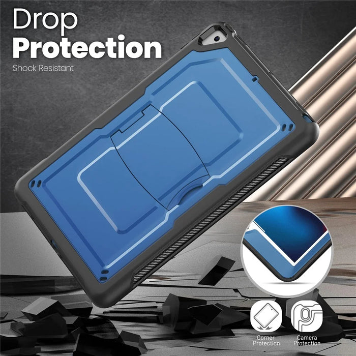Tablet Case For iPad 10.2 (2021)  /  (2020)  /  (2019)  /  Air 10.5 inch (2019)  /  Pro 10.5-inch (2017) PC + TPE Cover with Zinc Alloy Kickstand - Navy Blue - 7