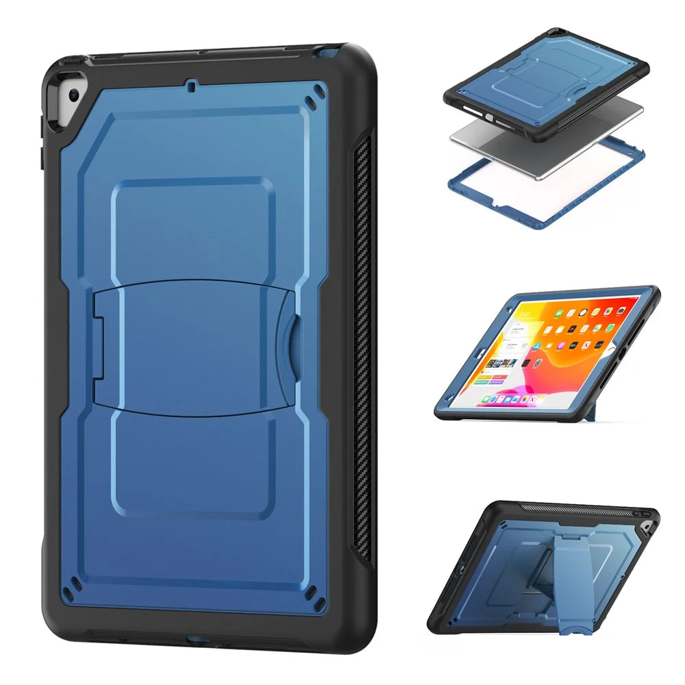 Kickstand PC + TPE Tablet Case with Shoulder Strap For iPad 10.2 (2021)  /  (2020)  /  (2019)  /  Air 10.5 inch (2019)  /  Pro 10.5-inch (2017) - Navy Blue - 4