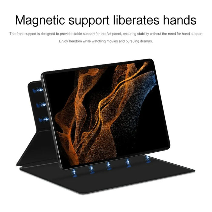 For Samsung Galaxy Tab S8 / Tab S7 Case Stand Magnetic PU Leather Tablet Cover - Black - 2