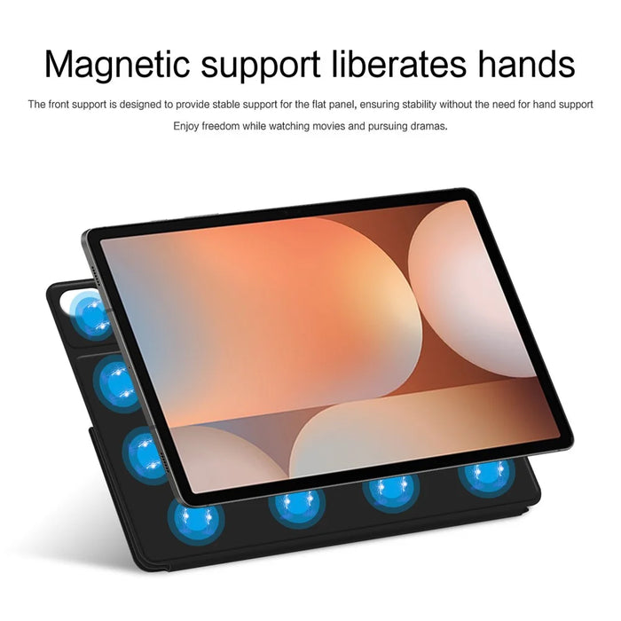 For Samsung Galaxy Tab S10+ Case Origami Stand PU Leather Magnetic Tablet Cover - Black - 5