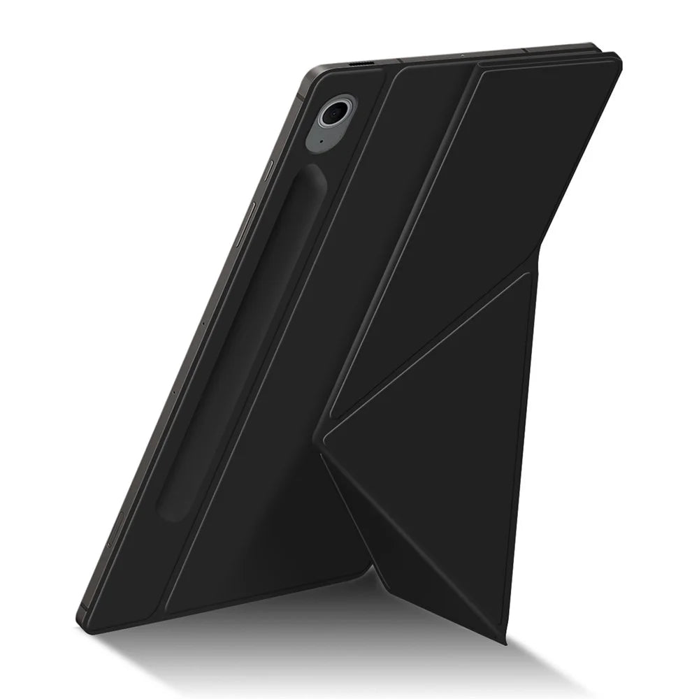 For Samsung Galaxy Tab S10 FE Case Origami Stand PU Leather Magnetic Tablet Cover - Black - 3