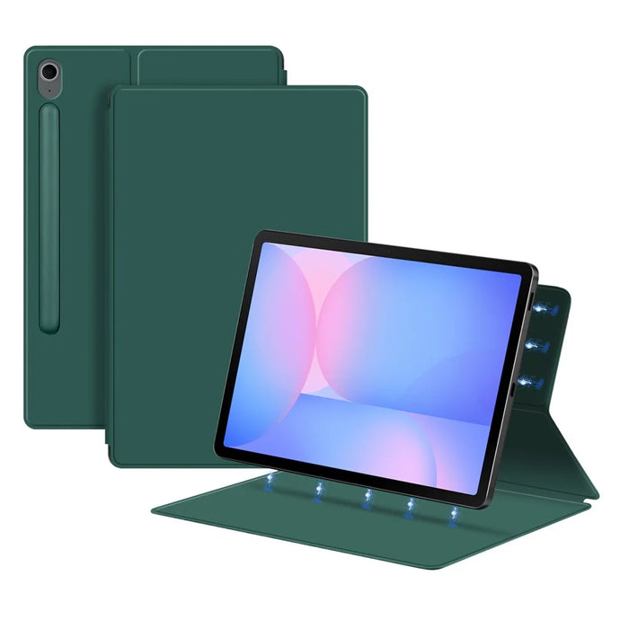 For Samsung Galaxy Tab S10 FE Case Stand Magnetic Leather Tablet Cover with Auto Sleep  /  Wake - Green - 1