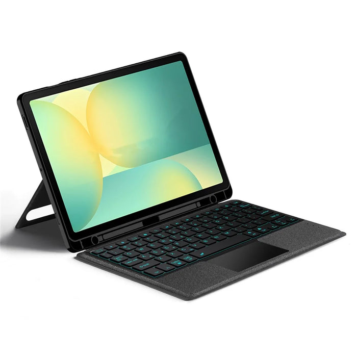 For Samsung Galaxy Tab S10 FE Leather Case + Bluetooth-Compatible Keyboard with Backlight Trackpad - 2