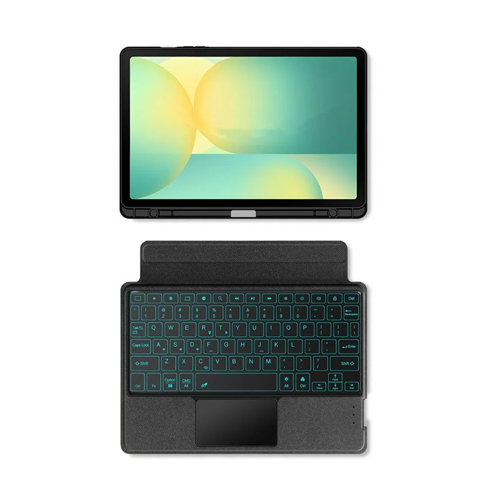 For Samsung Galaxy Tab S10 FE Leather Case + Bluetooth-Compatible Keyboard with Backlight Trackpad - 3