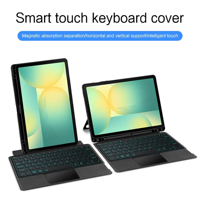For Samsung Galaxy Tab S10 FE Leather Case + Bluetooth-Compatible Keyboard with Backlight Trackpad - 4