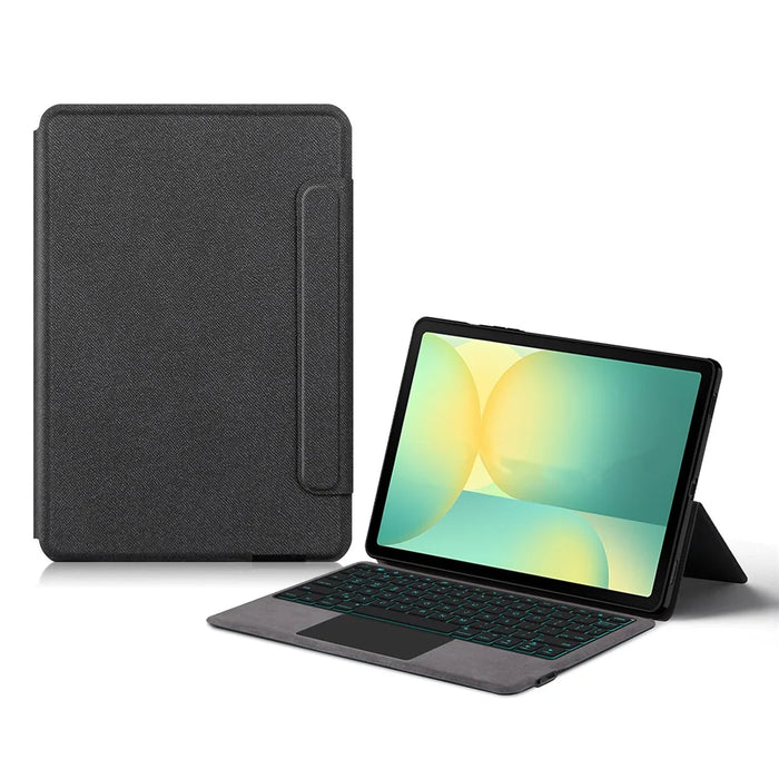 For Samsung Galaxy Tab S10 FE Leather Case + Touchpad Bluetooth-Compatible Keyboard with Backlit - 1