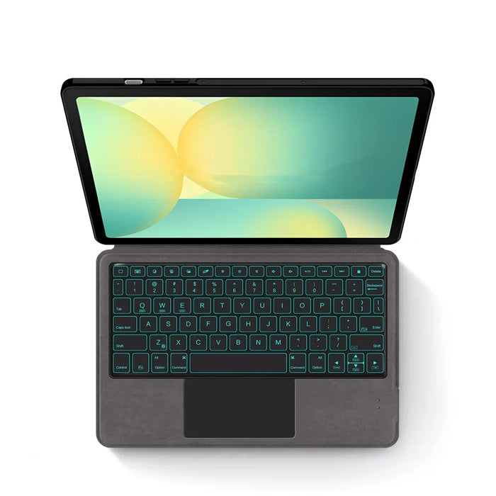 For Samsung Galaxy Tab S10 FE Leather Case + Touchpad Bluetooth-Compatible Keyboard with Backlit - 2