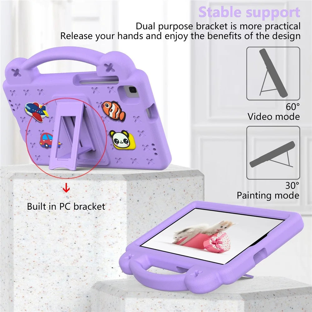 For Samsung Galaxy Tab A7 Lite 8.7-inch / Tab A 8.0 (2019) SM-T290 (Wi-Fi) / SM-T295 (LTE) Anti-fall Protective Case Shockproof EVA Tablet Cover Portable Case with Kickstand - Purple - 3