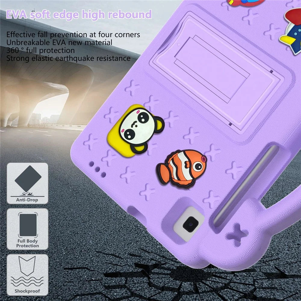 For Samsung Galaxy Tab A7 Lite 8.7-inch / Tab A 8.0 (2019) SM-T290 (Wi-Fi) / SM-T295 (LTE) Anti-fall Protective Case Shockproof EVA Tablet Cover Portable Case with Kickstand - Purple - 6