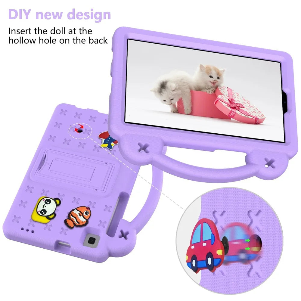 For Samsung Galaxy Tab A7 Lite 8.7-inch / Tab A 8.0 (2019) SM-T290 (Wi-Fi) / SM-T295 (LTE) Anti-fall Protective Case Shockproof EVA Tablet Cover Portable Case with Kickstand - Purple - 7