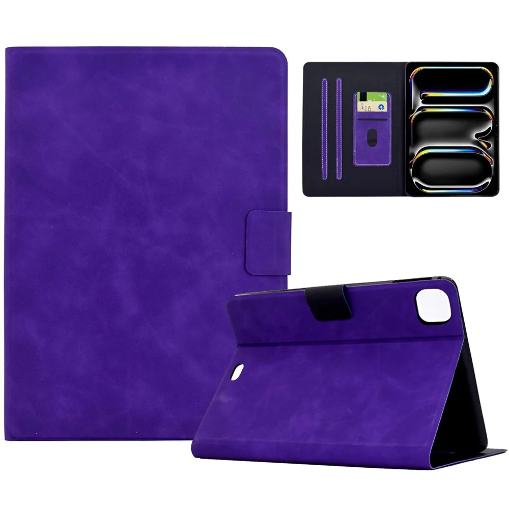 For iPad Pro 11 (2025) / (2024) Case PU Leather Tablet Cover with Card Slots - Purple - 1