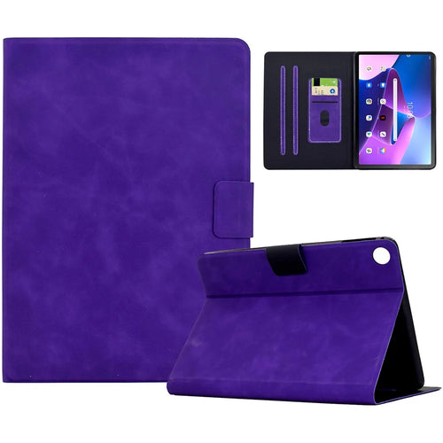 For Lenovo Tab M10 Plus (3rd Gen) Case PU Leather Tablet Cover with Card Slots - Purple - 1