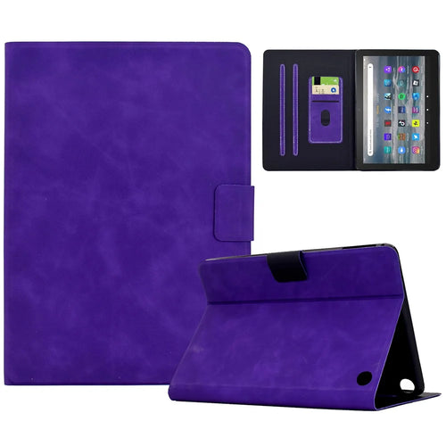 For Amazon Fire 7 (2022) Case PU Leather Tablet Cover with Card Slots - Purple - 1