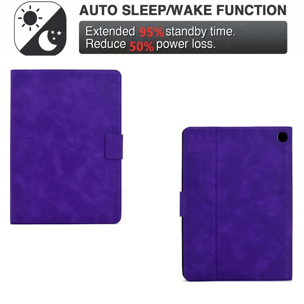 For Amazon Fire 7 (2022) Case PU Leather Tablet Cover with Card Slots - Purple - 4