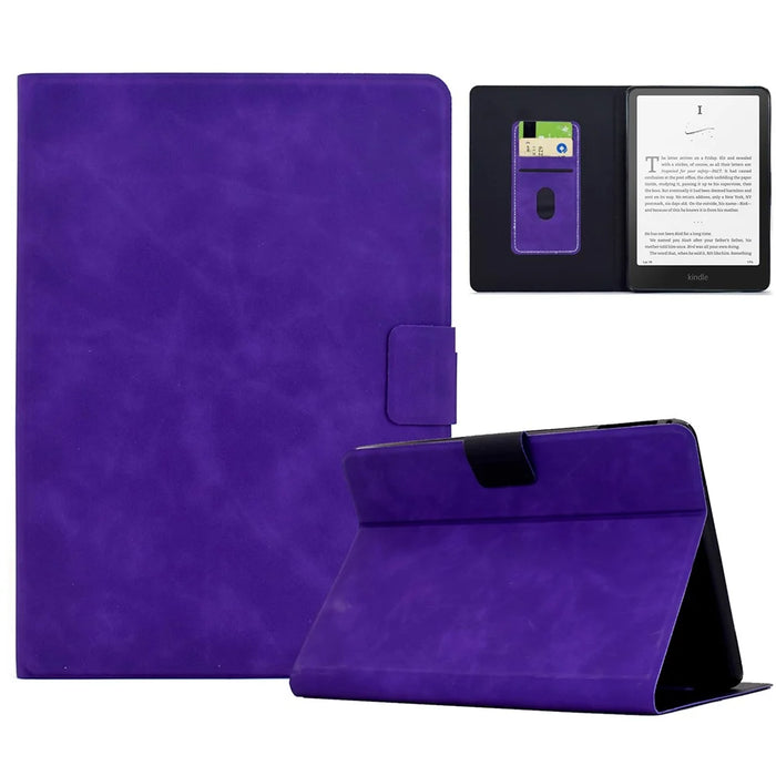 For Amazon Kindle Paperwhite 6 (2024) Case PU Leather Tablet Cover with Card Slots - Purple - 1