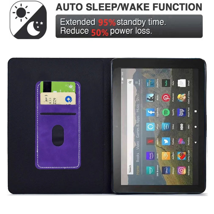 For Amazon Kindle Paperwhite 6 (2024) Case PU Leather Tablet Cover with Card Slots - Purple - 2