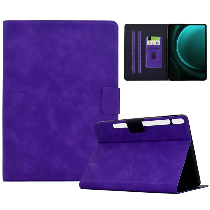 For Samsung Galaxy Tab S9 / Tab S9 FE Case PU Leather Tablet Cover with Card Slots - Purple - 1
