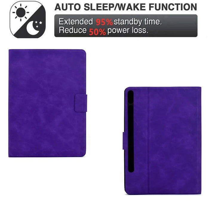 For Samsung Galaxy Tab S9 / Tab S9 FE Case PU Leather Tablet Cover with Card Slots - Purple - 4