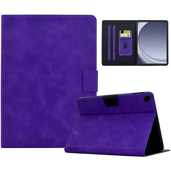 For Samsung Galaxy Tab A9 Case PU Leather Tablet Cover with Card Slots - Purple - 1