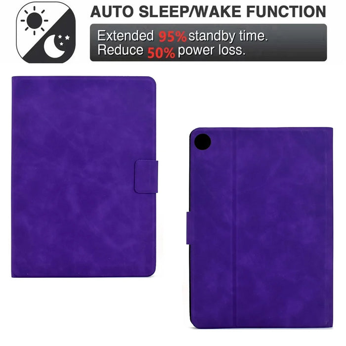 For Samsung Galaxy Tab A9+ Case PU Leather Tablet Cover with Card Slots - Purple - 4