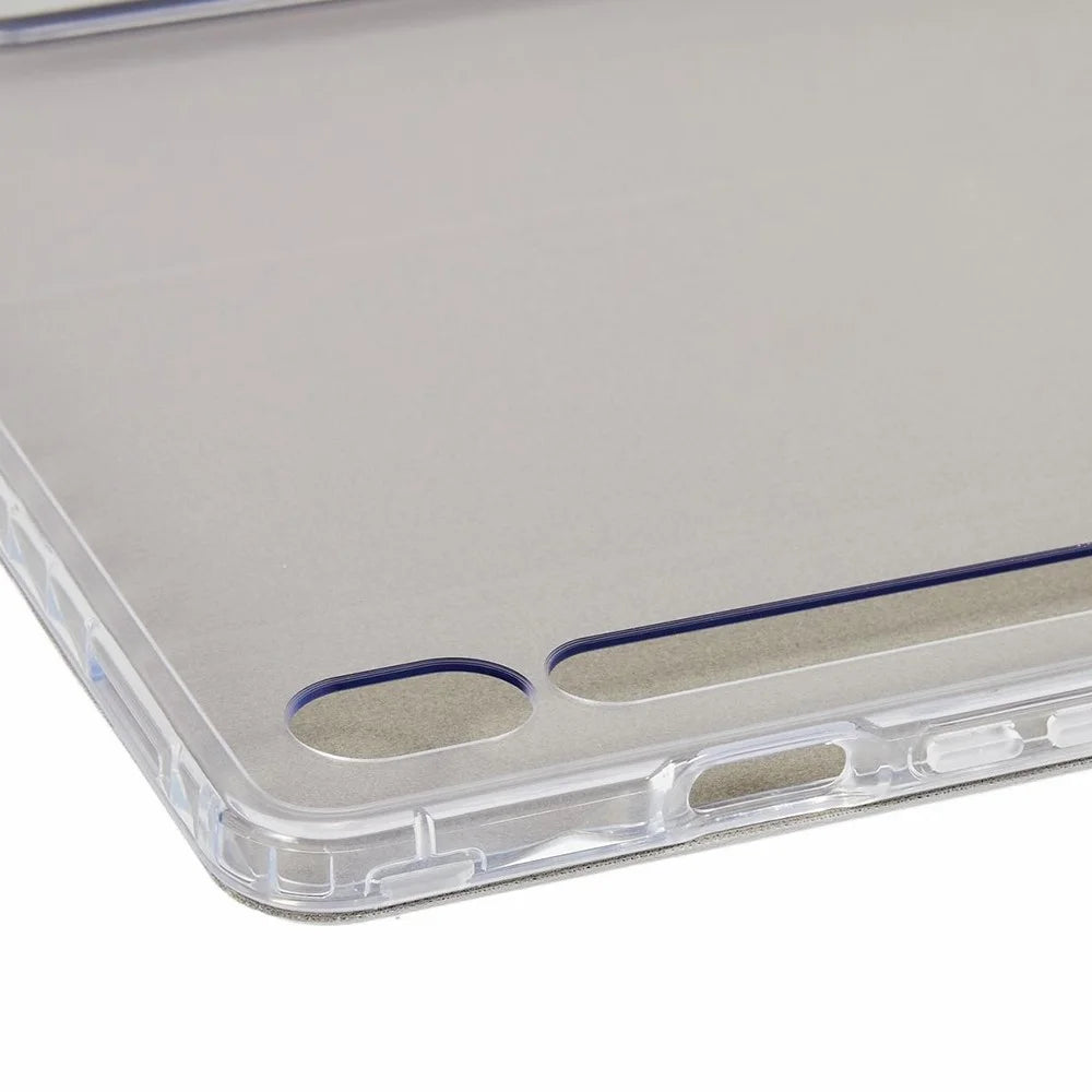 For Samsung Galaxy Tab S10 FE+ Case Tri-Fold Stand Leather + TPU + Acrylic Clear Back Tablet Cover - Grey - 4