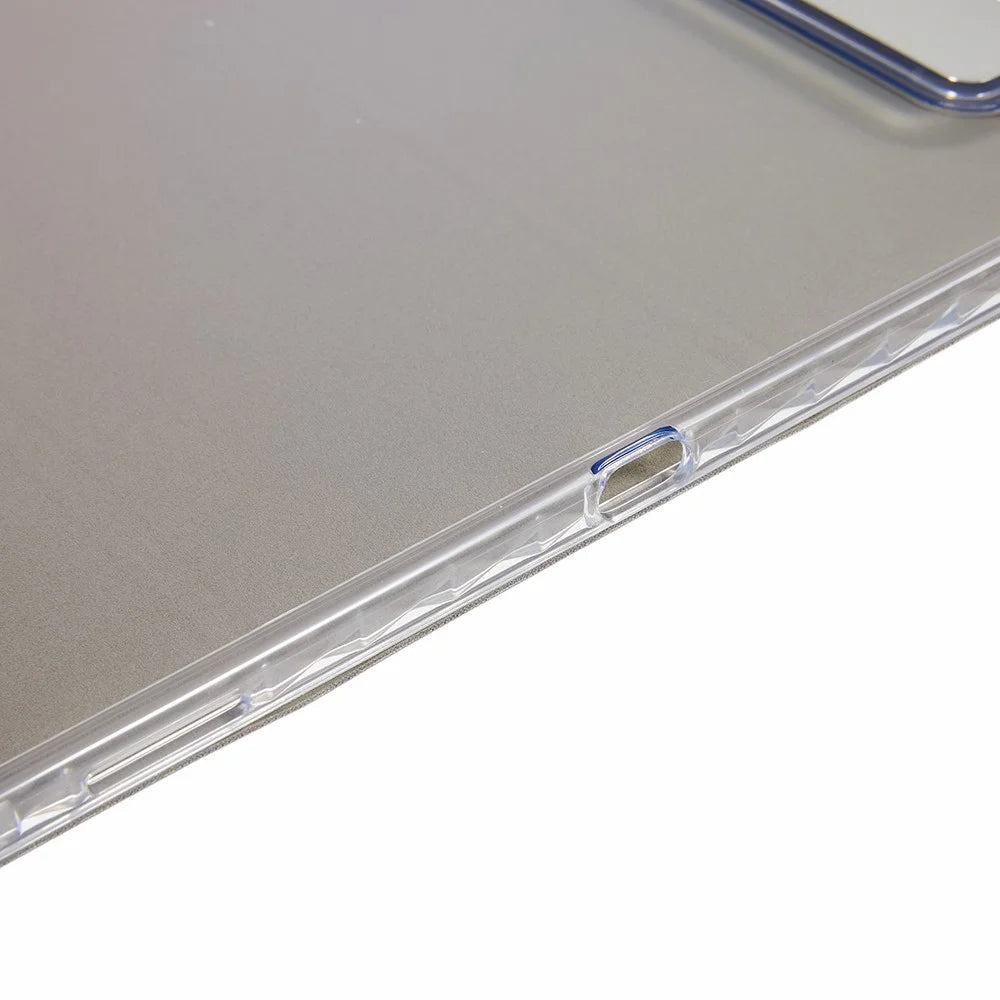 For Samsung Galaxy Tab S10 FE+ Case Tri-Fold Stand Leather + TPU + Acrylic Clear Back Tablet Cover - Grey - 5