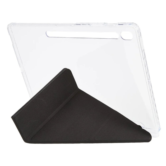 For Samsung Galaxy Tab S10 FE+ Case PU Leather Origami Stand Clear Tablet Cover - Black - 2