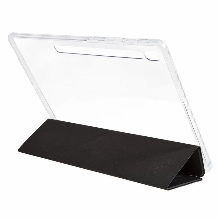 For Samsung Galaxy Tab S10 FE+ Case PU Leather Origami Stand Clear Tablet Cover - Black - 3