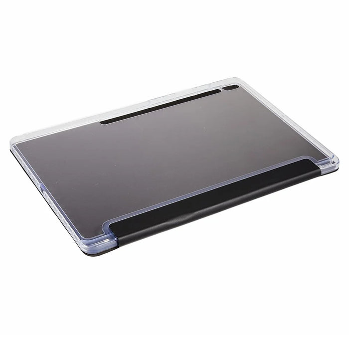 For Samsung Galaxy Tab S10 FE+ Case PU Leather Origami Stand Clear Tablet Cover - Black - 4