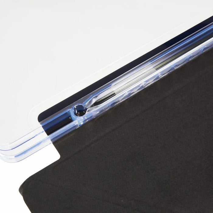 For Samsung Galaxy Tab S10 FE+ Case PU Leather Origami Stand Clear Tablet Cover - Black - 5