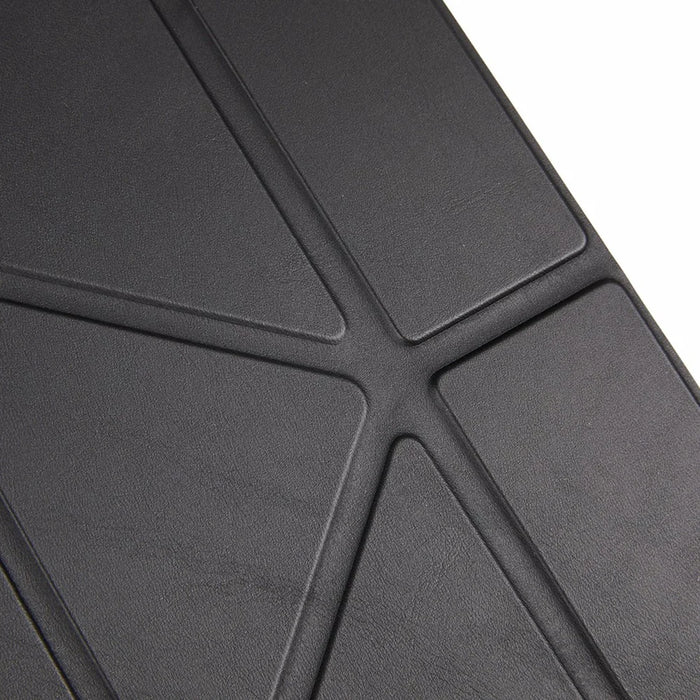 For Samsung Galaxy Tab S10 FE+ Case PU Leather Origami Stand Clear Tablet Cover - Black - 7