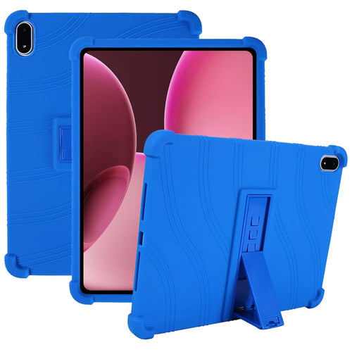For Oppo Pad 4 Pro / OnePlus Pad 2 Pro Silicone Case with Kickstand Rugged Protective Cover - Dark Blue - 1
