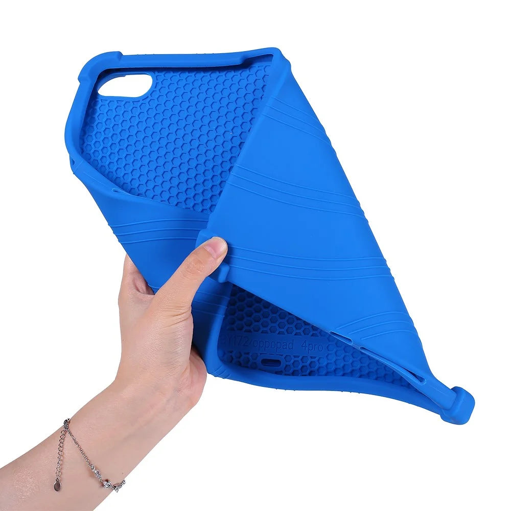 For Oppo Pad 4 Pro / OnePlus Pad 2 Pro Silicone Case with Kickstand Rugged Protective Cover - Dark Blue - 5