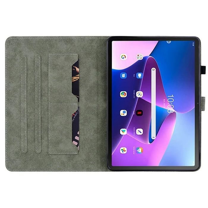 For Lenovo Tab TB311FU Case Tiger Imprint Anti-Scratch PU Leather Tablet Cover - Grey - 2