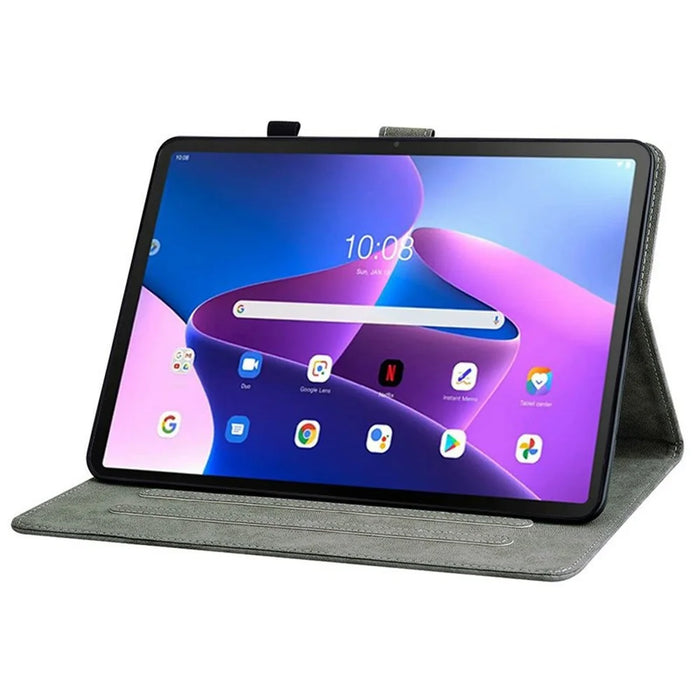 For Lenovo Tab TB311FU Case Tiger Imprint Anti-Scratch PU Leather Tablet Cover - Grey - 3