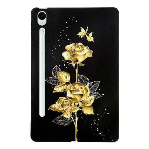 For Samsung Galaxy Tab S10 FE+ TPU Case Pattern Printing Slim Tablet Protective Cover - Golden Butterfly Rose - 1