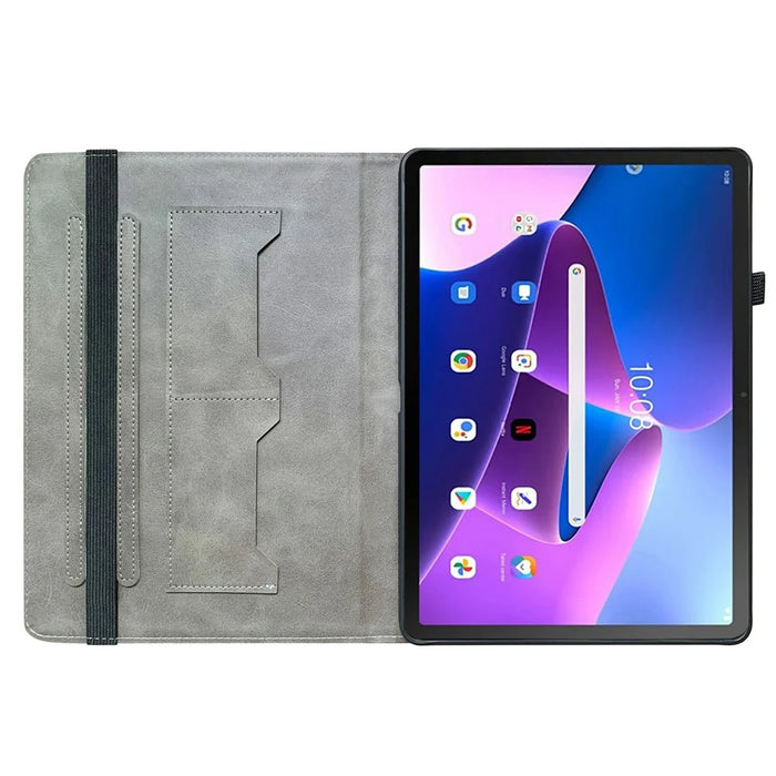 For Lenovo Tab TB311FU Leather Case Pattern Printed Stand Tablet Cover with Card Slots - Plum Blossom - 2