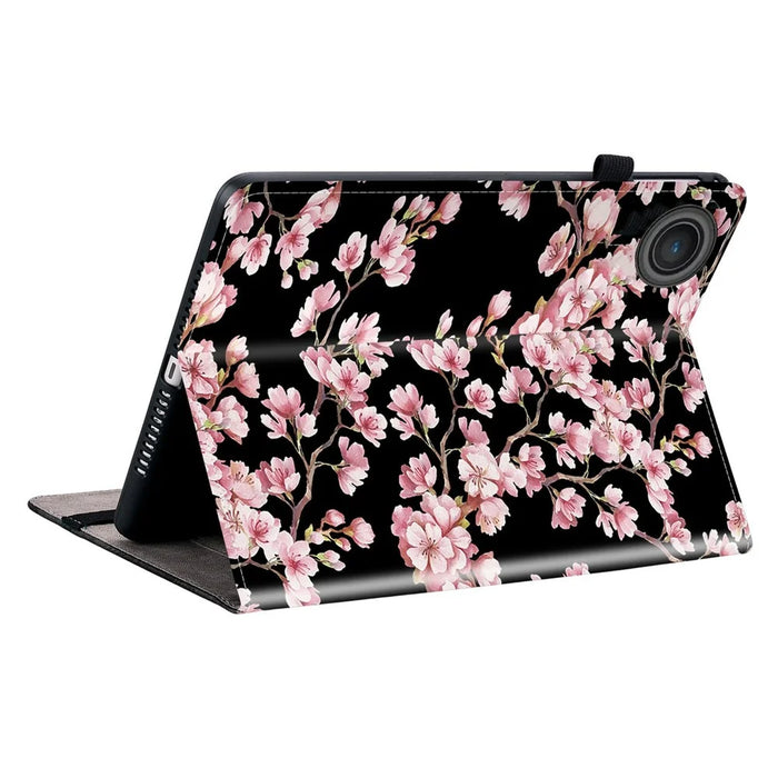 For Lenovo Tab TB311FU Leather Case Pattern Printed Stand Tablet Cover with Card Slots - Plum Blossom - 4