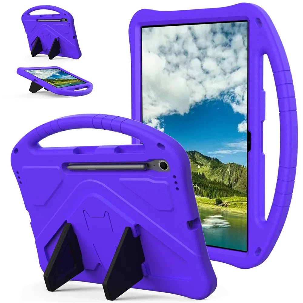 For Samsung Galaxy Tab S10 FE+ Case EVA Tablet Cover with Handle Kickstand Children Friendly - Purple - 1