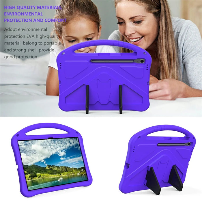 For Samsung Galaxy Tab S10 FE+ Case EVA Tablet Cover with Handle Kickstand Children Friendly - Purple - 3