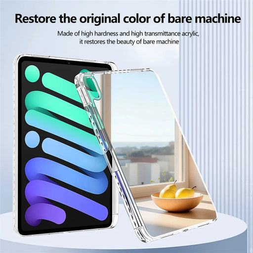 For iPad (2025)  /  10.9 (2022) Case Mirror Acrylic TPU Shockproof Tablet Cover with Pen Slot - White - 2