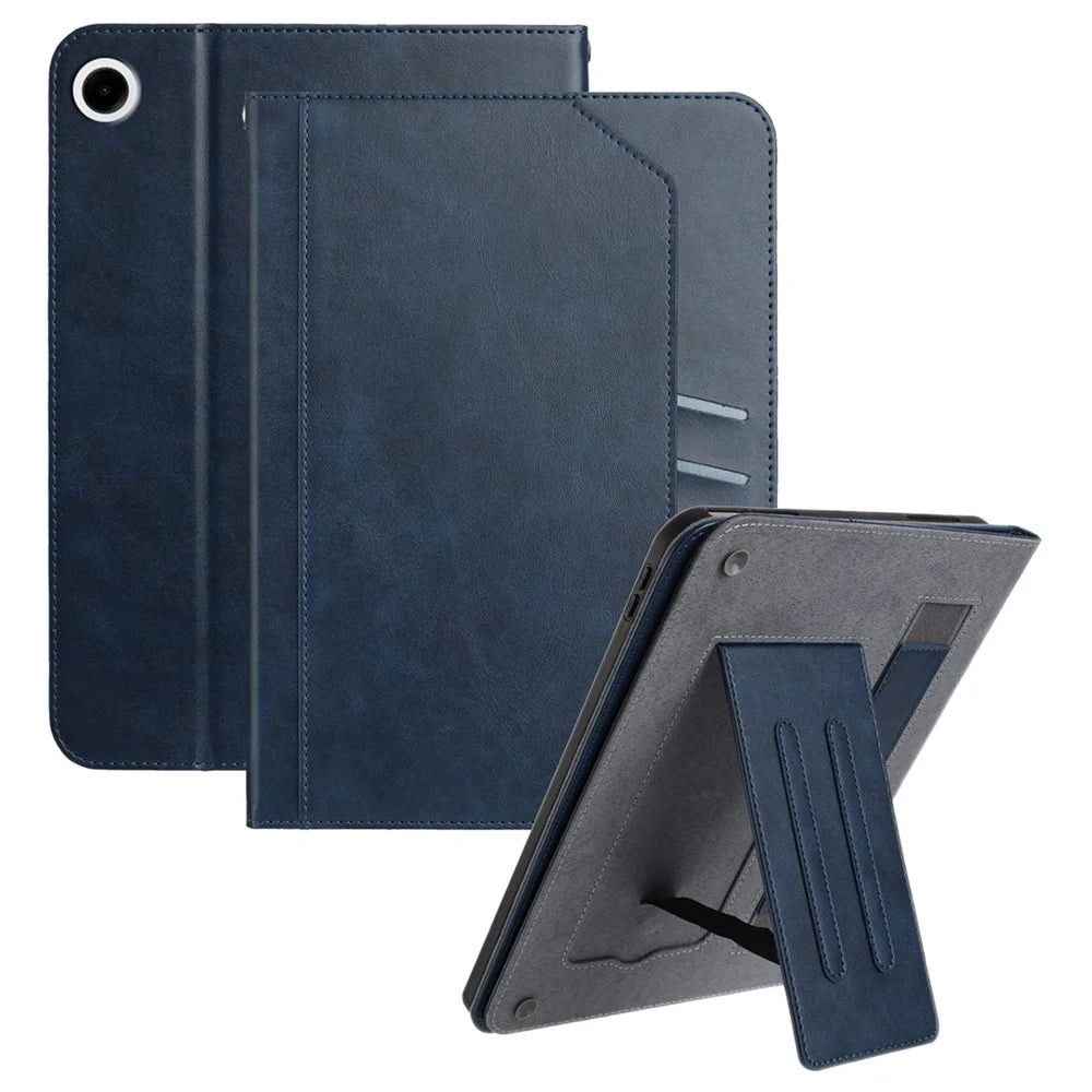 For Samsung Galaxy Tab A9 Stand Case Auto Wake / Sleep PU Leather Tablet Cover with Wallet / Hand Strap - Blue - 1