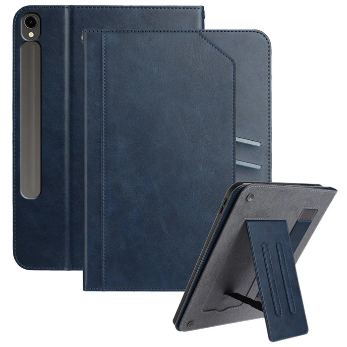 Stand Case for Samsung Galaxy Tab S10 FE / S9 / S9 FE Auto Wake / Sleep PU Leather Tablet Cover with Wallet / Hand Strap - Blue - 1